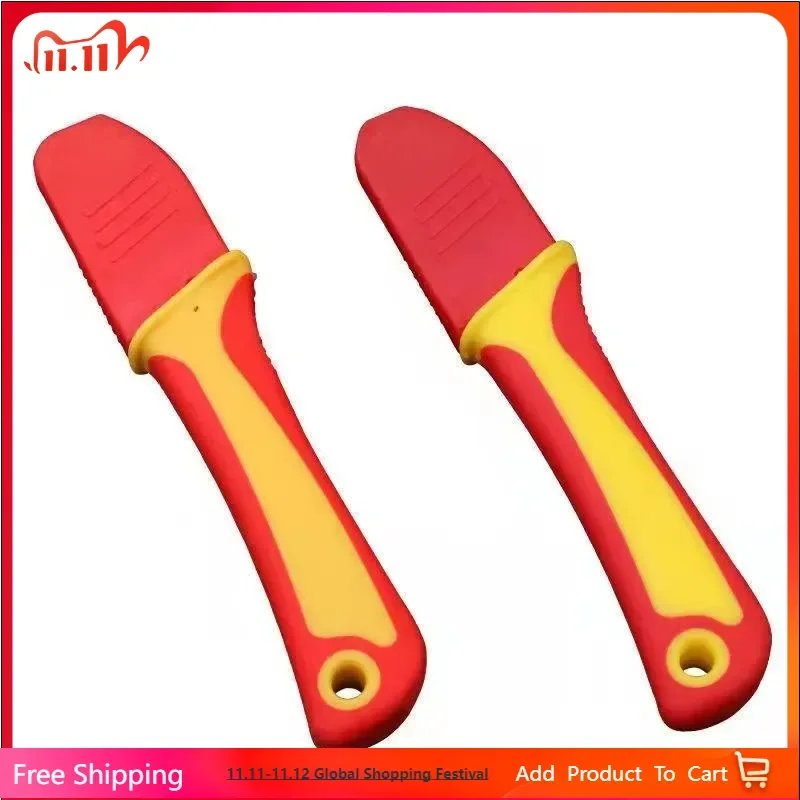 

1PC Stainless Steel Multifunctional Cable Stripping Knife, Cable Cutting Tool, Curved Blade Insulated Electrician Knife