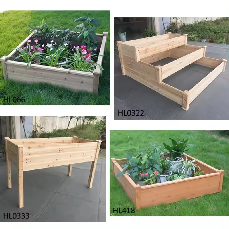 Flower planting wood pots garden planter raised vegetable beds