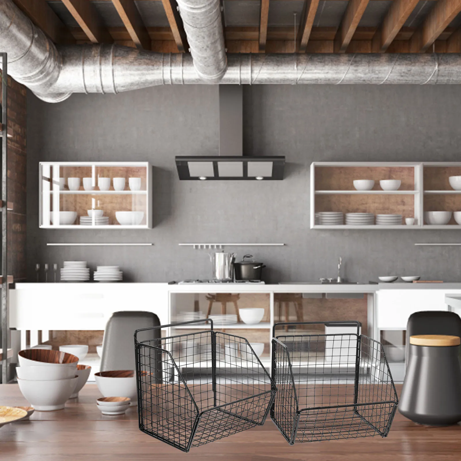 

1 set Kitchen Shelf Basket Wall Mount Baskets Vegetable Storage Black Single Double Layer Hanging Metal Kitchen Organizers Fruit