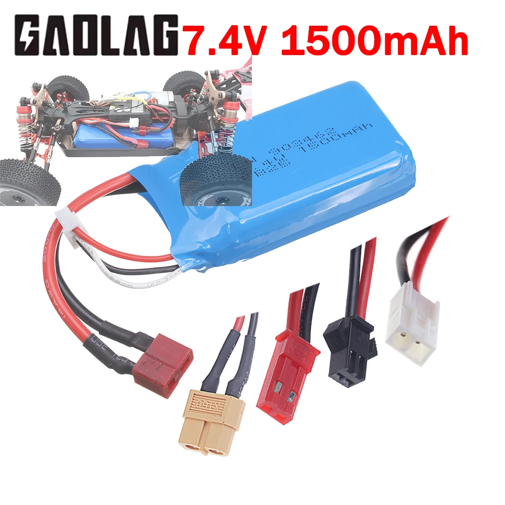 903462 1500mAh 7.4V Lipo Battery T/JST/SM For 144001 12428 12423 FT009 RC Boat Car Parts 2S 7.4 V Rechargeable Battery 1PCS