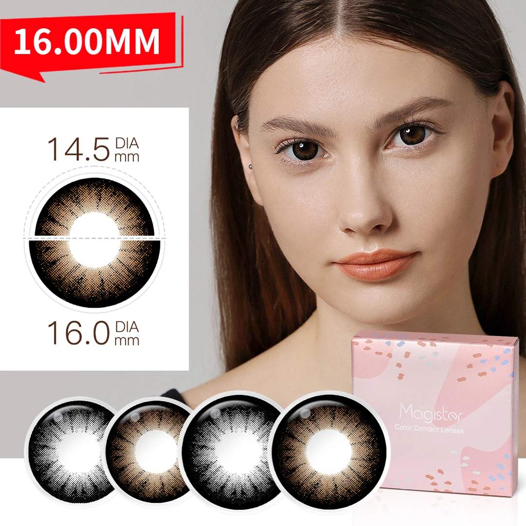 16.0Mm Grote Ogen Kleur Contactlenzen Supersize Zwarte Kleur Contact Lens Voor Ogen Schoonheid Cosmetische Bruine Kleur 2Pc lens Jaarlijks