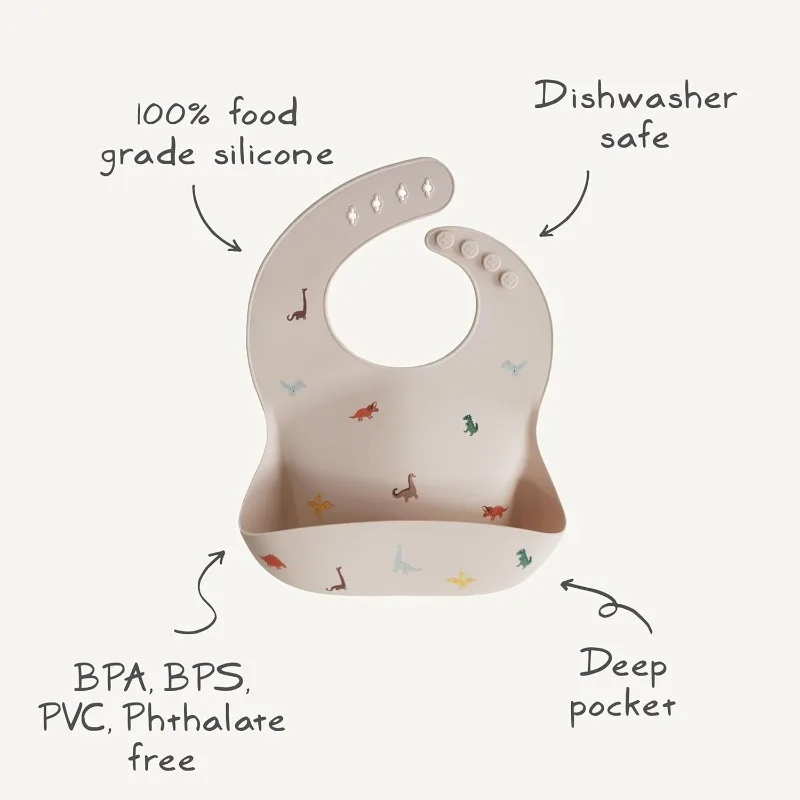 New Hot Adjustable Fit Waterproof Silicone Baby Bib with Crumb Catcher Pocket Easy To Clean and Comfortable To Wear