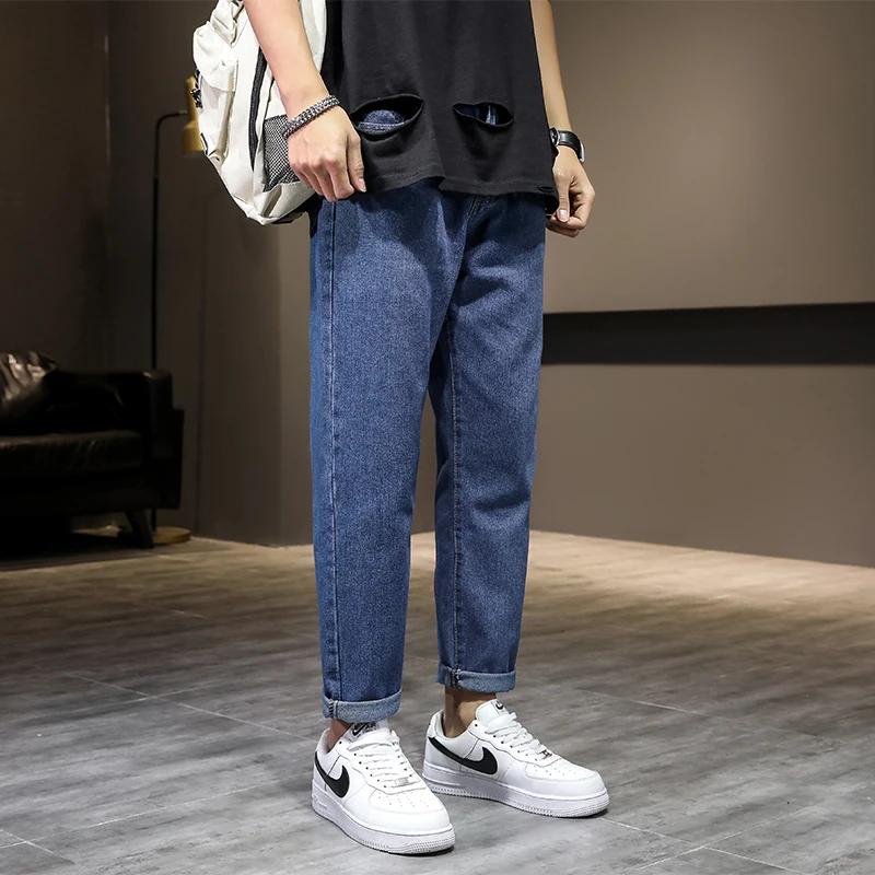 Jeans met rechte pijpen voor heren, slim fit, casual werkkleding, lange broek, lente herfst, Sle Faionable, veelzijdige ritssluiting met middelhoge taille