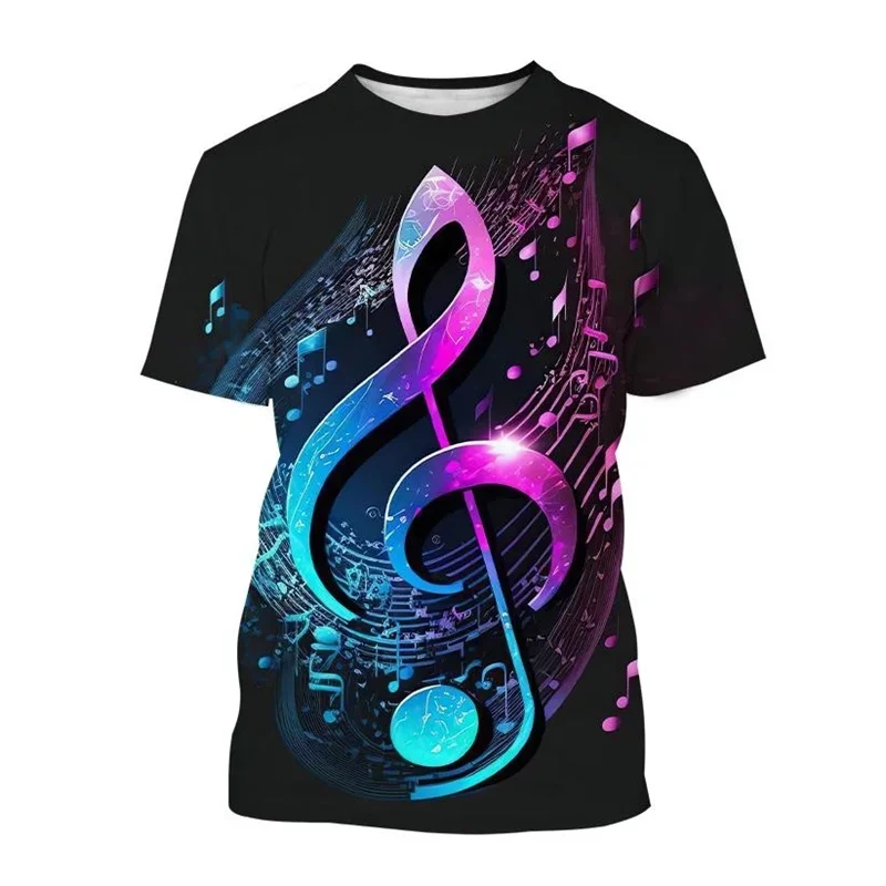 New 3D Music Note Printed T Shirt Children Fashion Streetwear Short Sleeves Funny Harajuku T-shirts For Men Hip Hop Clothing Tee