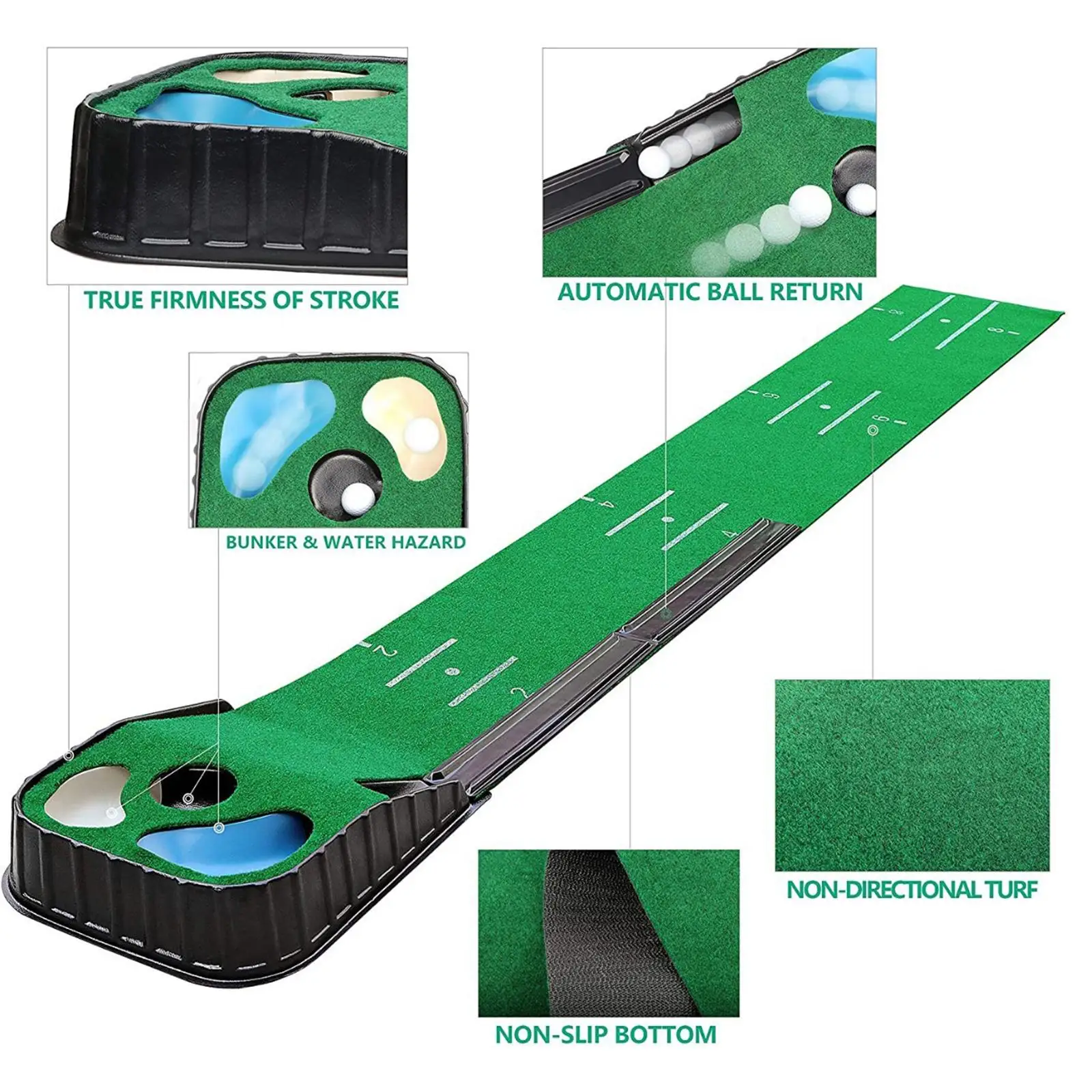 Golf Putting Green Foldable Indoor Outdoor Practice Mat Golf Chipping Aids for Office Home Adults
