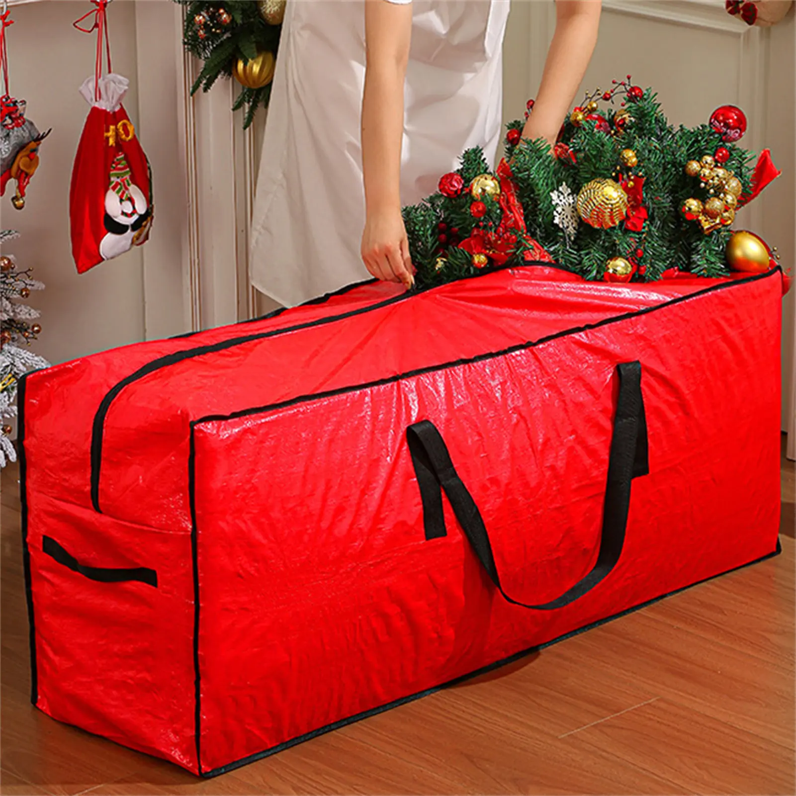Waterproof Christmas Tree Storage Bag Durable for Home Use, Large Xmas Decoration Organizer, Heavy Duty PE Holiday Case