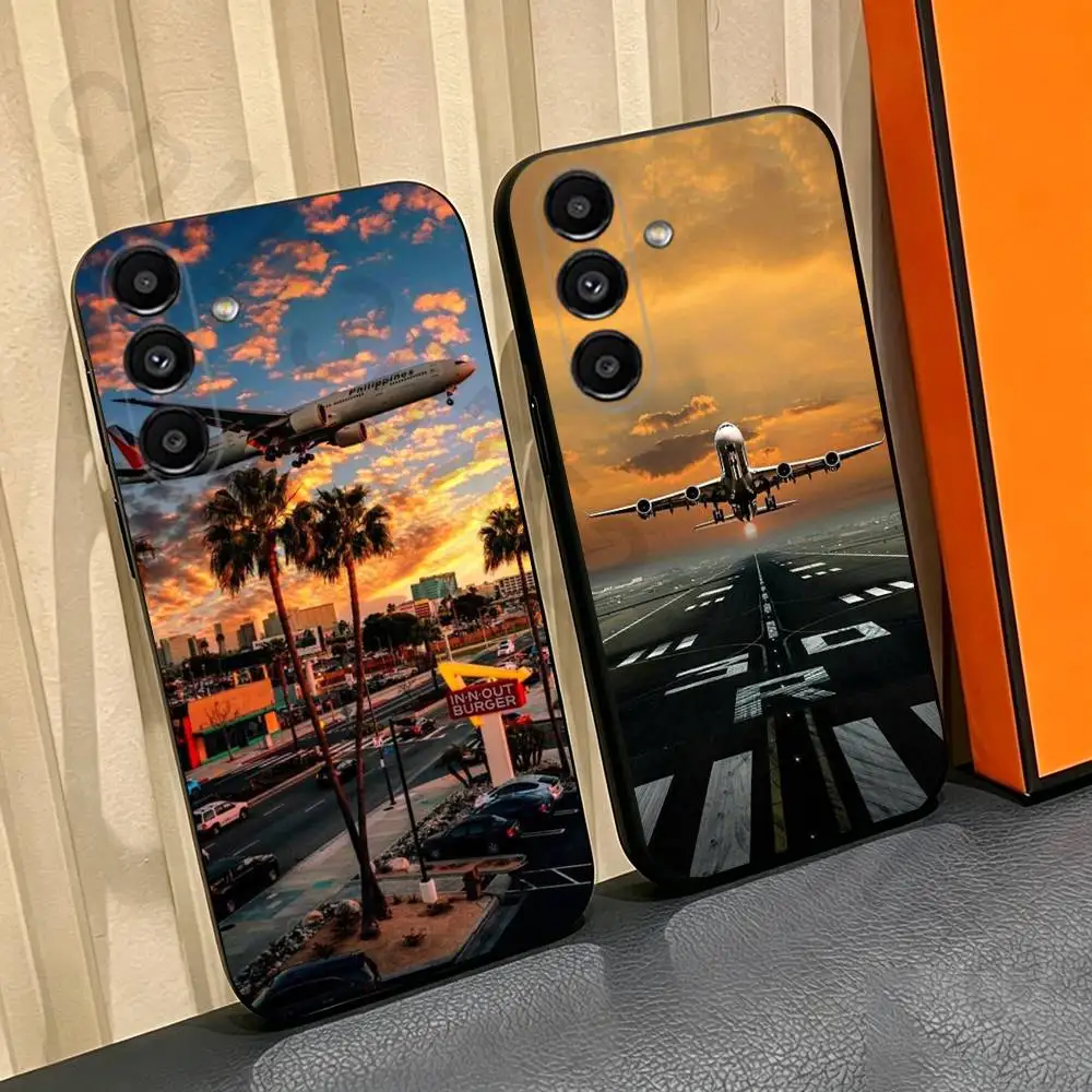 aircraft airport runway Phone Case For Samsung Galaxy A13,A21s,A22,A31,A32,A52,A53,A71,A80,Soft Black Shell