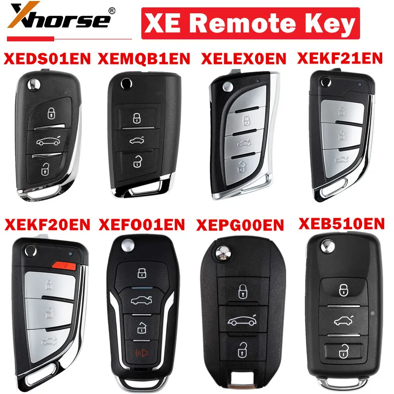 5PCS XHORSE XE Remote Key with XT27A/XT27B Super Chip XEMQB1EN XEDS01EN XEFO01EN XEKF20EN XEKF21EN XELEX0EN XEPG00EN XEB510EN