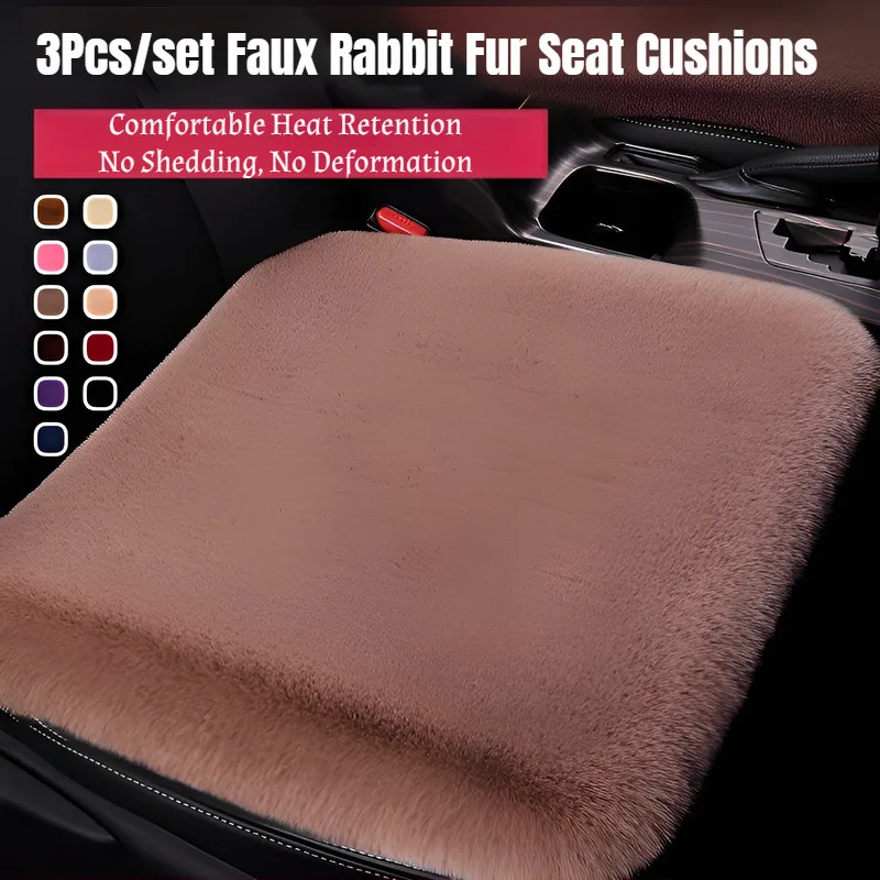 

Car Seat Covers Winter Warm Faux Rabbit Fur Thickened Car Cushion 3PCS/Set Auto Interior Accessories