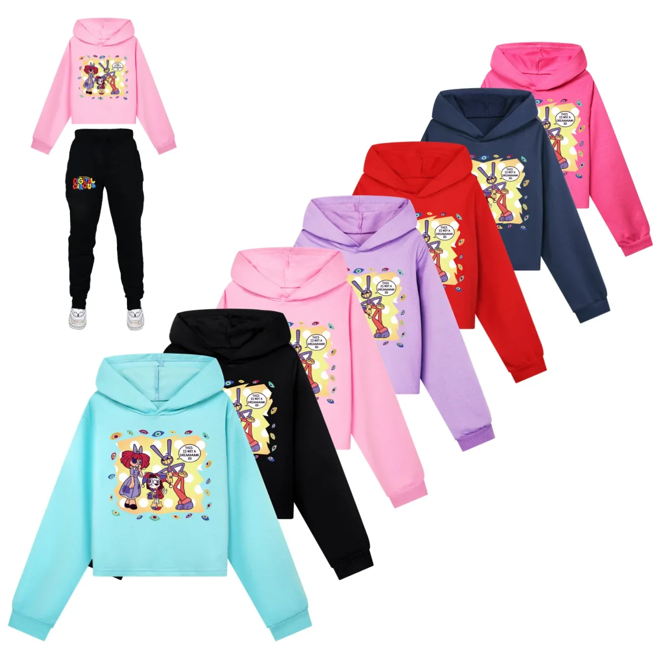 

Cropped HoodiesGirls Hoodie Set Children The Amazing Digital Circus merch Clothing Spring Hoody Kids Long sleeve Casual Tops2852