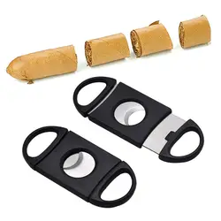 Cigar Cutter Double Round Blade Stainless Steel Sharp Guillotine Cigar Scisso Black Cigar Accessories Gentleman's Gift Scissors