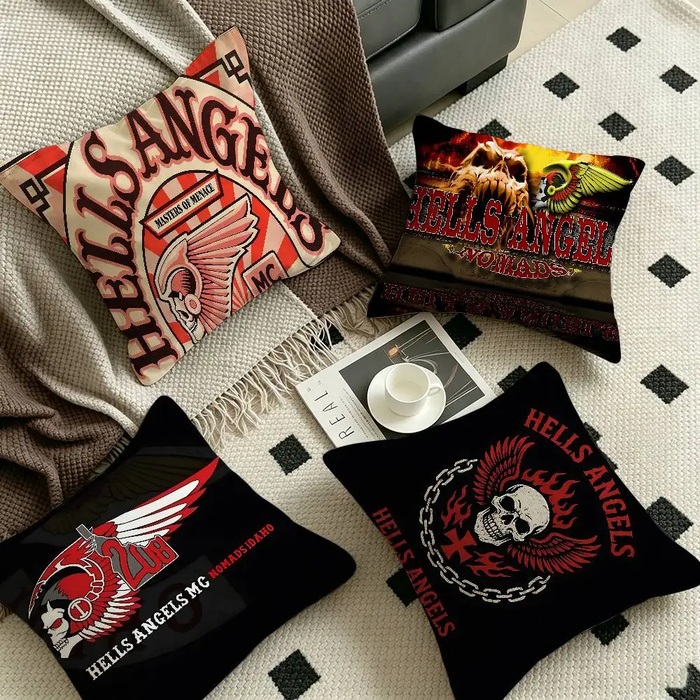 H-Hells Angels Cushion Cover Polyester Sofa Cushions Decorative Throw Pillows Home Decoration Pillowcover