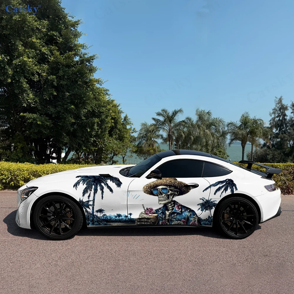 

Skeleton Beach Hawaii Summer Car Vinyl Wraps Decal Self-adhesive PVC Sticker Suitable for Trucks SUV Decor Auto Accessories Gift