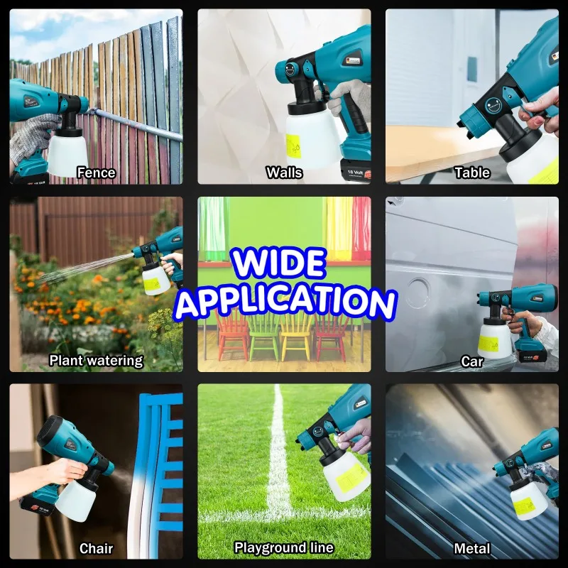 Accessoires pour outils électriques Pulvérisateur de peinture portatif 1000ML Pistolet de pulvérisation de peinture sans fil pour piles Bosch 18V pour utilisation intérieure et extérieure