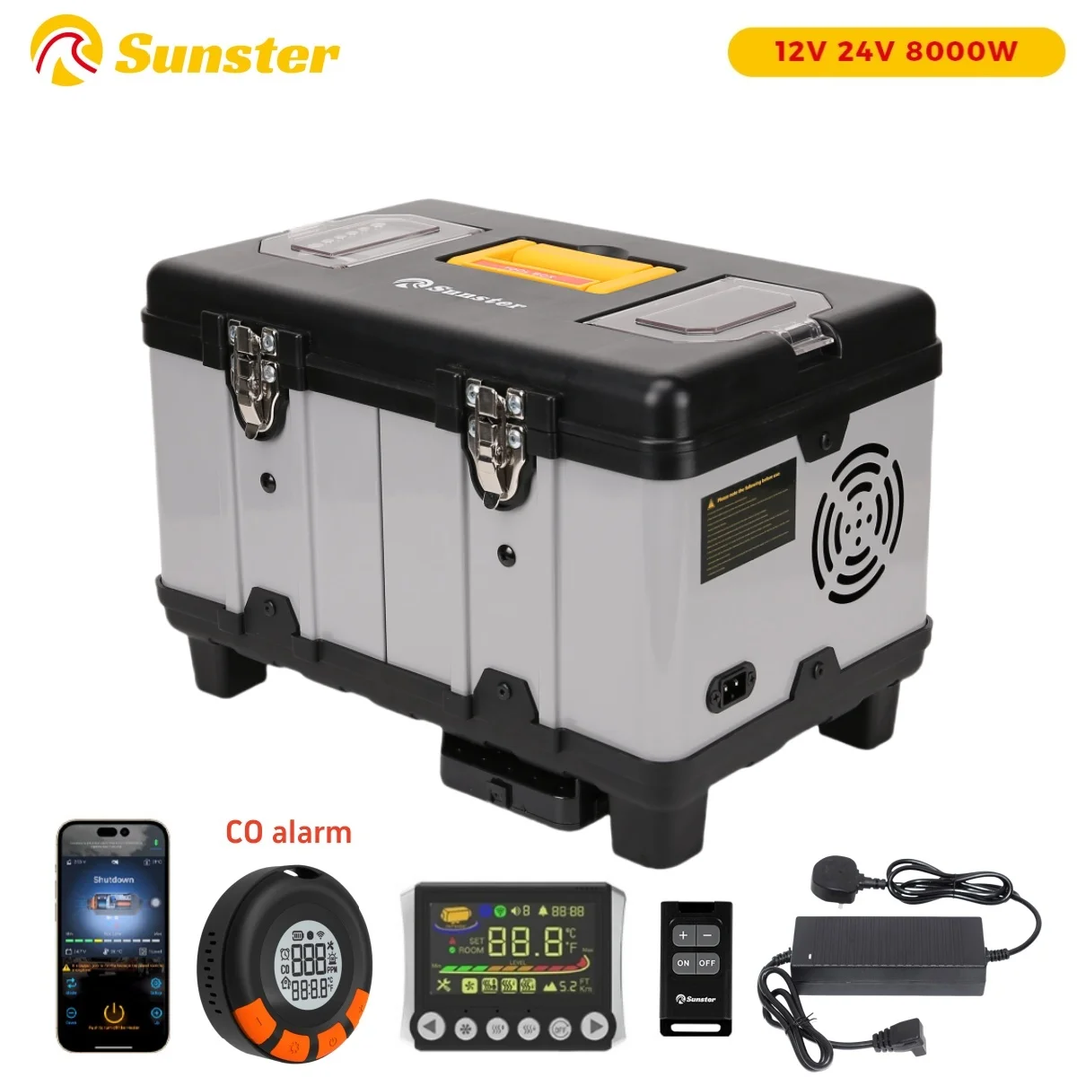 Sunster TB10PRO Diesel Air Heater 12V 24V 110-240V 8KW Parking Heater with Bluetooth APP and LCD Monitor for Car Homes Camper