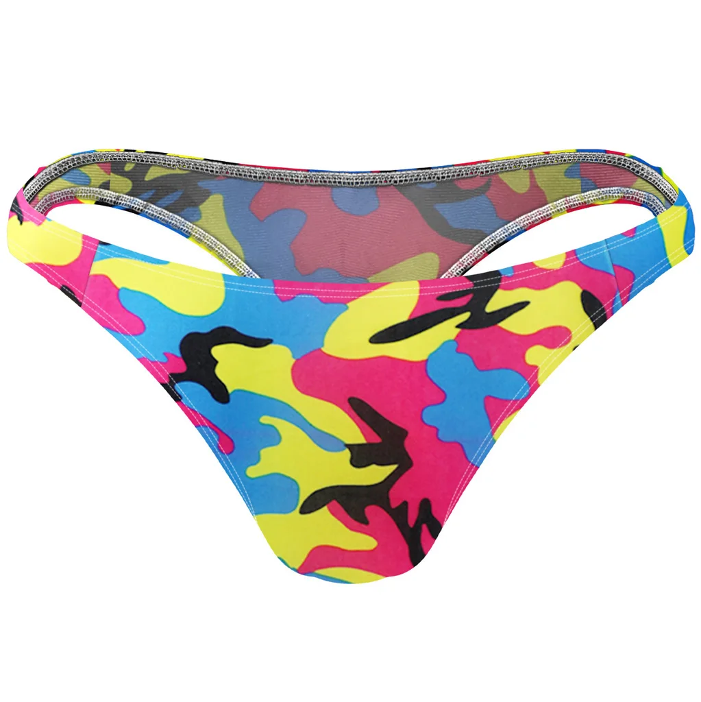 Men's Floral Print Bikini Briefs, Low-Rise Mini Triangle Underwear