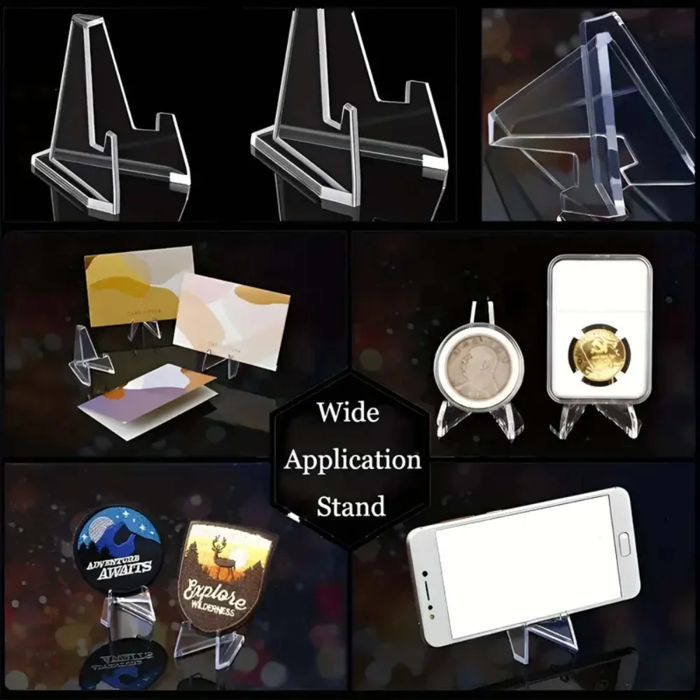 120pcs Mini Transparent Acrylic Display Stand, Triangular Bottom Sloping Top, Portable Sturdy Holder for Shop Office Collectible
