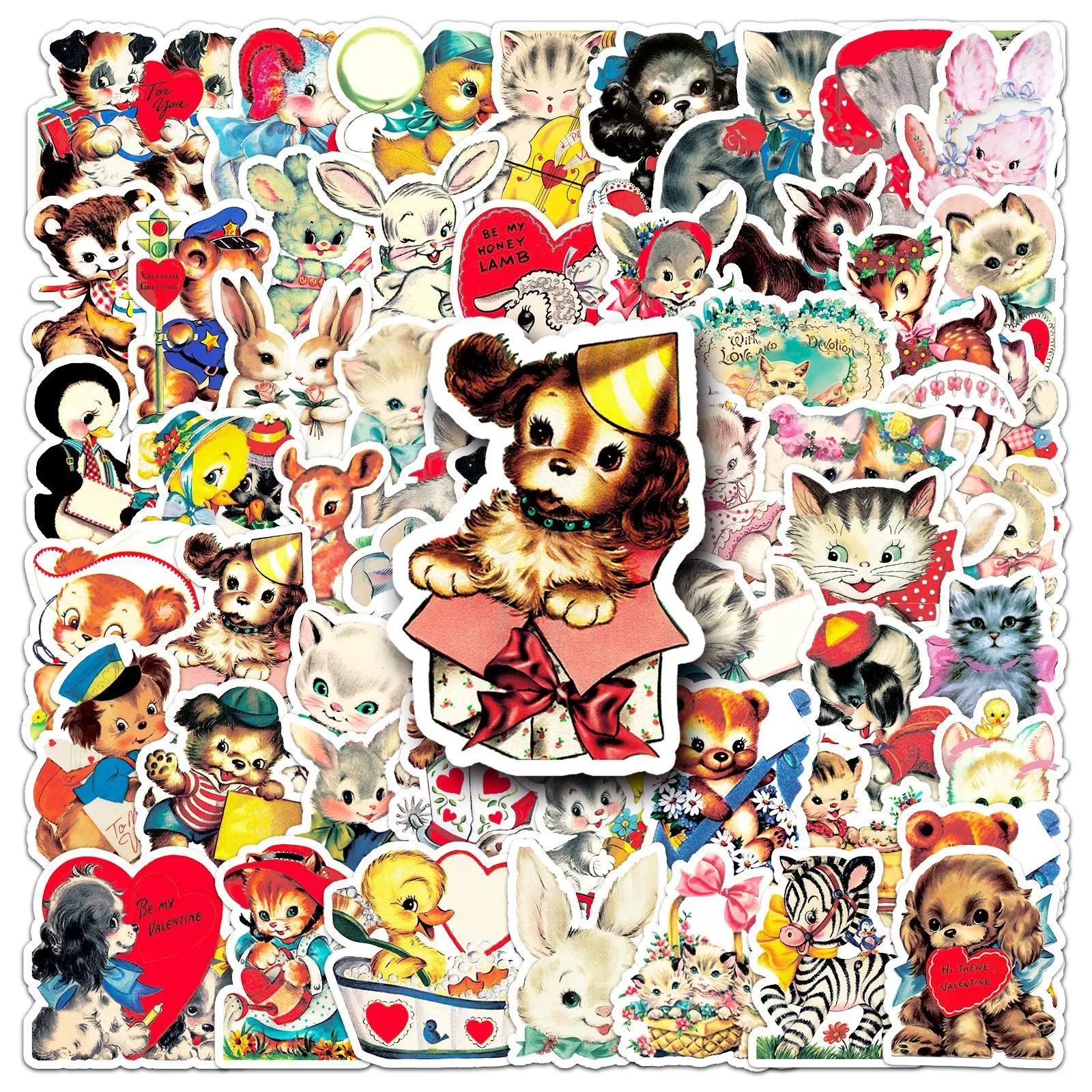 66Pcs Retro Cartoon Series Graffiti Stickers Suitable for Laptop Helmets Desktop Decoration DIY Stickers Toys Wholesale