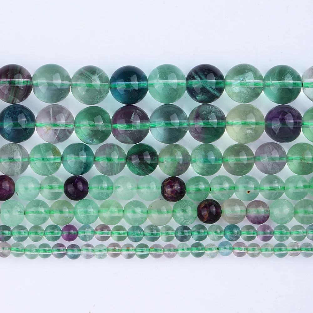 A+ Natural Colorful Fluorite Loose Beads for Jewelry Making Bracelet Necklace Wholesale Stone Beads DIY Accessories 6 8 10mm