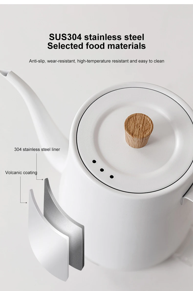 1000W Gooseneck Electric Kettle 800ml Hand Brew Coffee Pot Smart Teapot Temperature Control Pot Rapid Heating Kettle