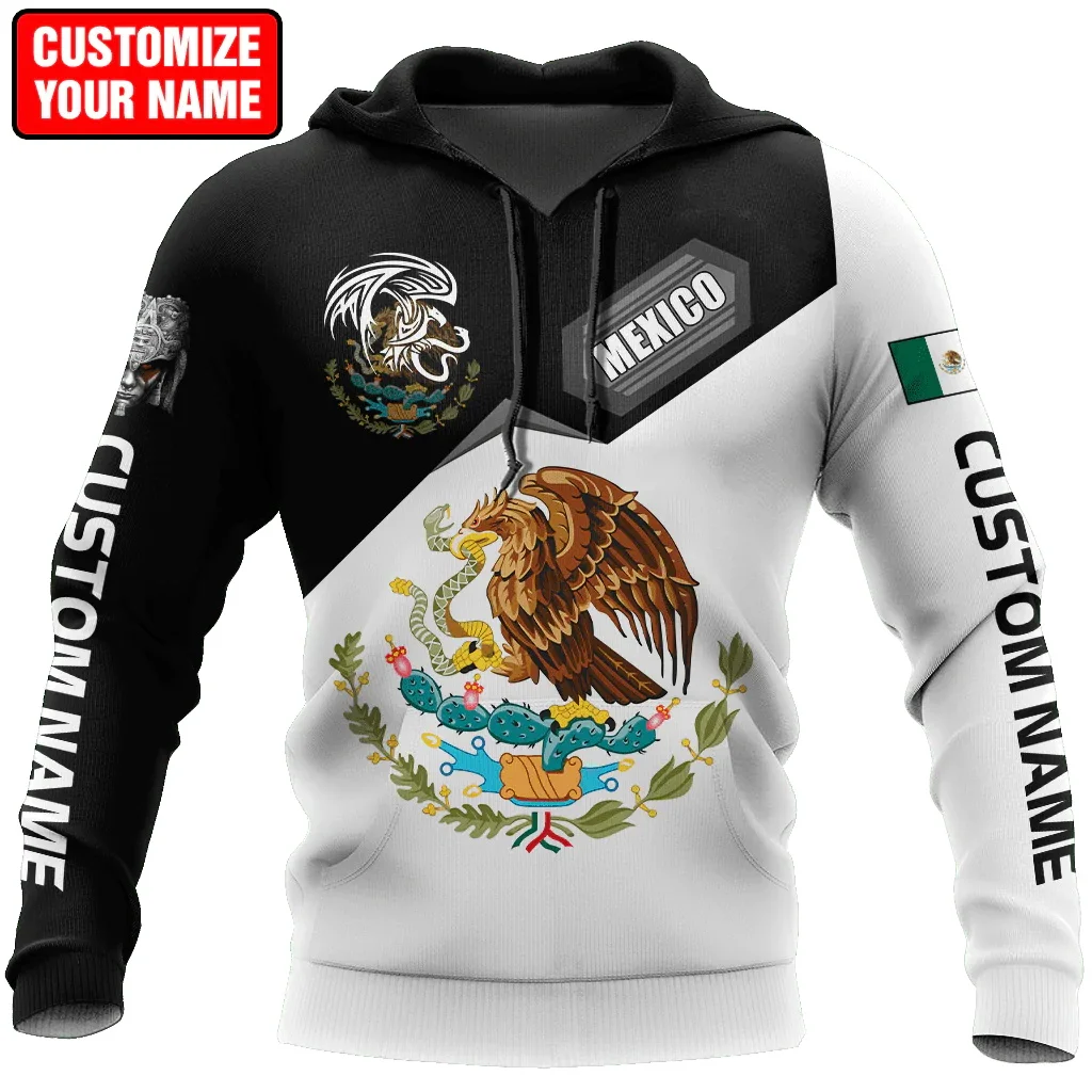 

Personalized Name Mexico Flag Coat of Arm 3D All Over Printed Mens Hoodie Unisex Casual Jacket zip hoodie sudadera hombre MT-120