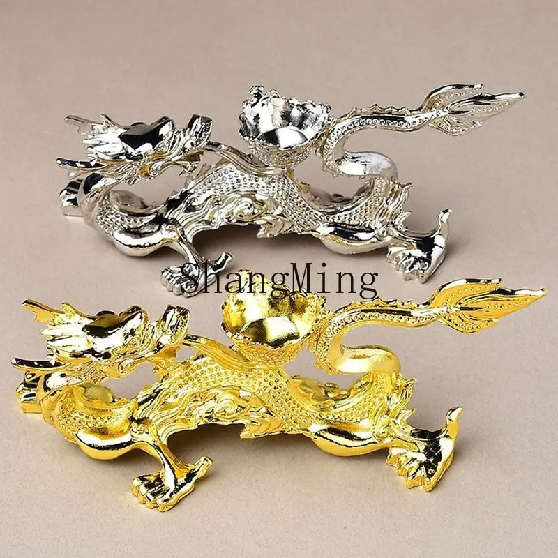 

CLGolden Dragon Ornaments Dragon Return Ornaments Silver Dragon Crafts Home Decorations Crystal Ball Base Display Bracket