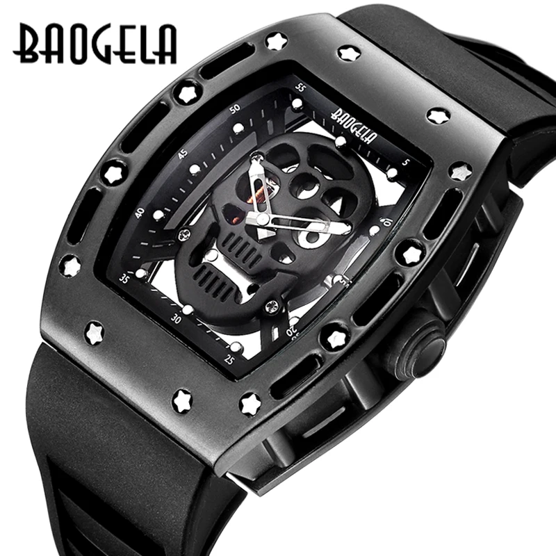 

BAOGELA Men Watches Fashion New Luxury Brand Pirate Hollow Silica Clock Male Casual Sport Watch Men Luminous Sports Wristwatch