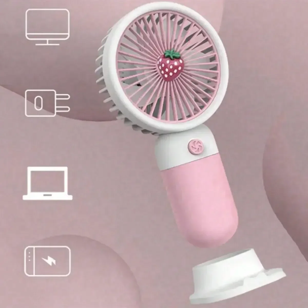 휴대용 데스크탑 USB 충전 선풍기, 핸드헬드 소형 선풍기, 귀여운 색상 충돌, 휴대폰 거치대 학생 선물