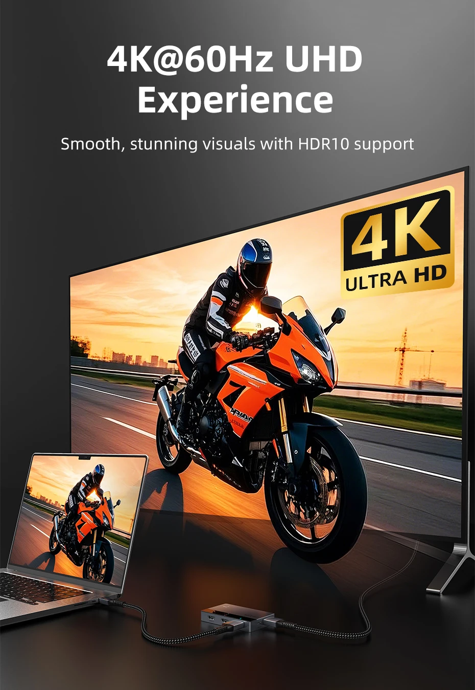 CABLETIME 3-in-1-HDMI-Umschalter 4K 60 Hz HDMI-Splitter für HDTV Xiaomi Mi Box PS5 3-in-1-Ausgang HDMI-Schalter für Laptop MacBook – Detail 5