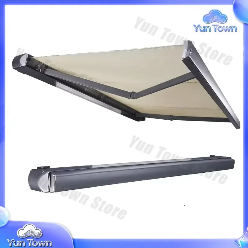 Full Cassette Motorized Sun Shade for Outdoor Window Awning Rain Proof Retractable Exterior Shade Cover for Patio Balcony
