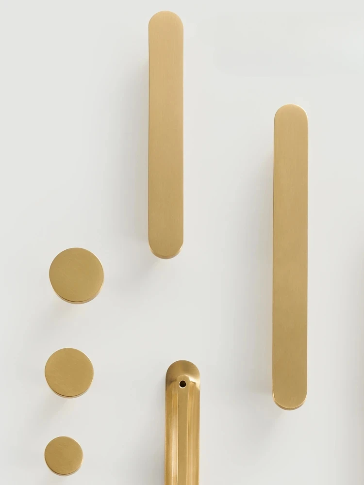 Brass Circular Handles At Both Ends Kitchen Cabinet Doors Drawers Wardrobe Pulls Paired With Round Plain Knobs