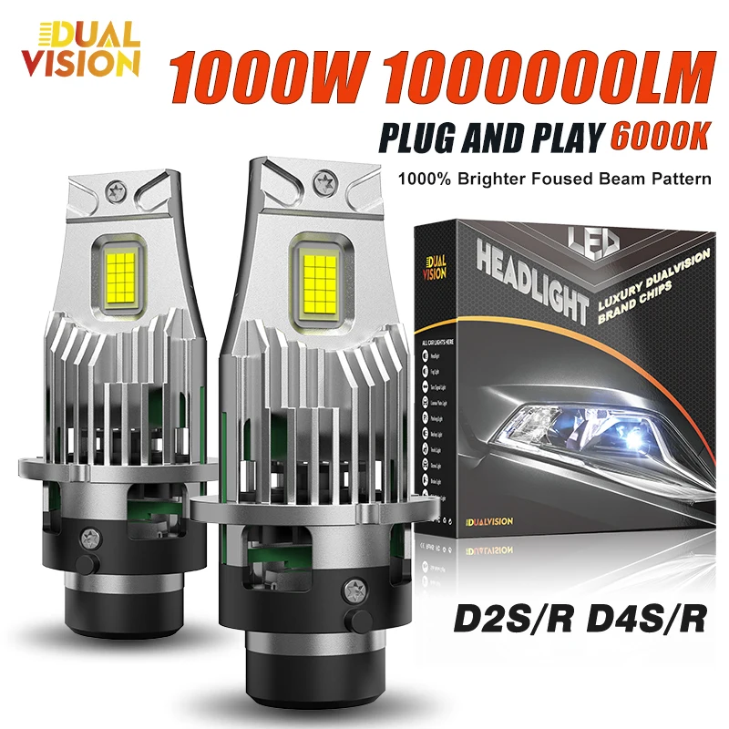 

1000W D4S D2S LED Headlights Canbus 1:1 HID D2R D4R New Upgrade Super Bright 9570 CSP Chips Auto Lamp Turbo LED Bulb For Car