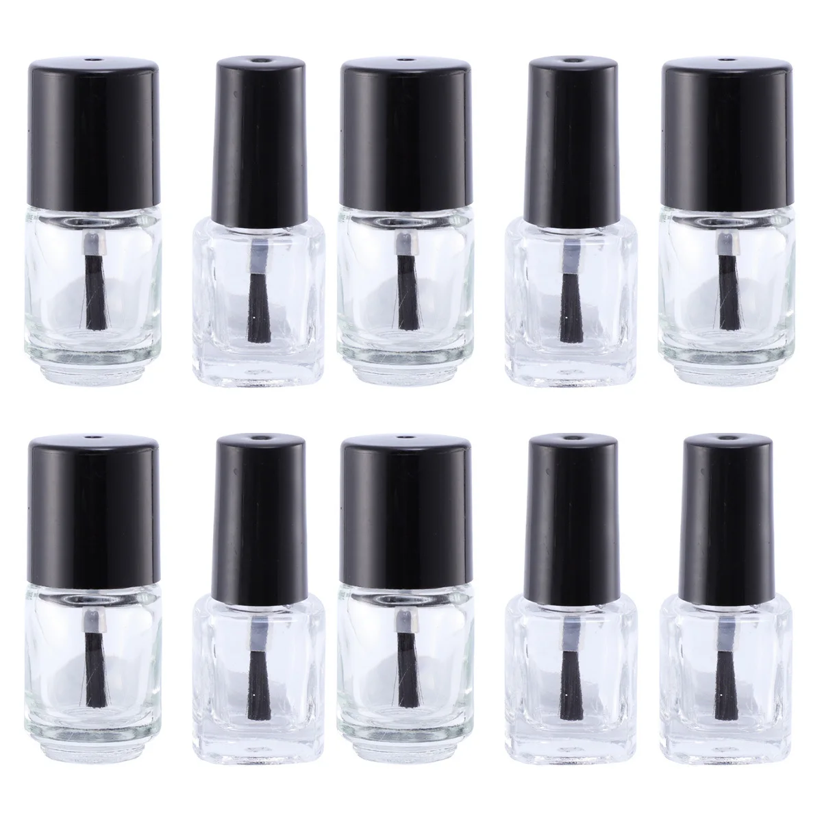 

20Pcs Glass Nail Polish Bottles Transparent Empty Mini Round Square Nail Liquid Container Brush for Manicure Lovers Subpackaging