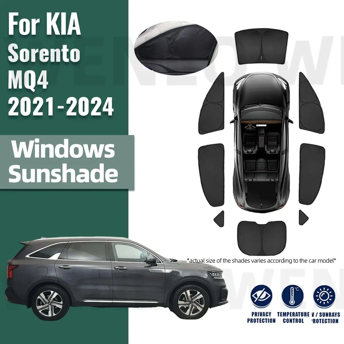 

For Kia Sorento MQ4 2021 2022 2023 2024 Car Sunshade Shield Front Windshield Frame Curtain Rear Side Window Sun Shades