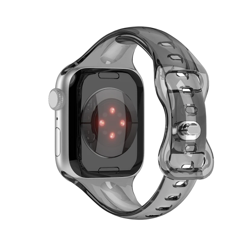 Schlankes, transparentes Armband für Apple Watch Serie 7, 6, 5, Band 42 mm, 38 mm, Correa, klares Gummi für iWatch 7, 6, 5, 4, 3, 44 mm, 40 mm, 41 mm, 45 mm