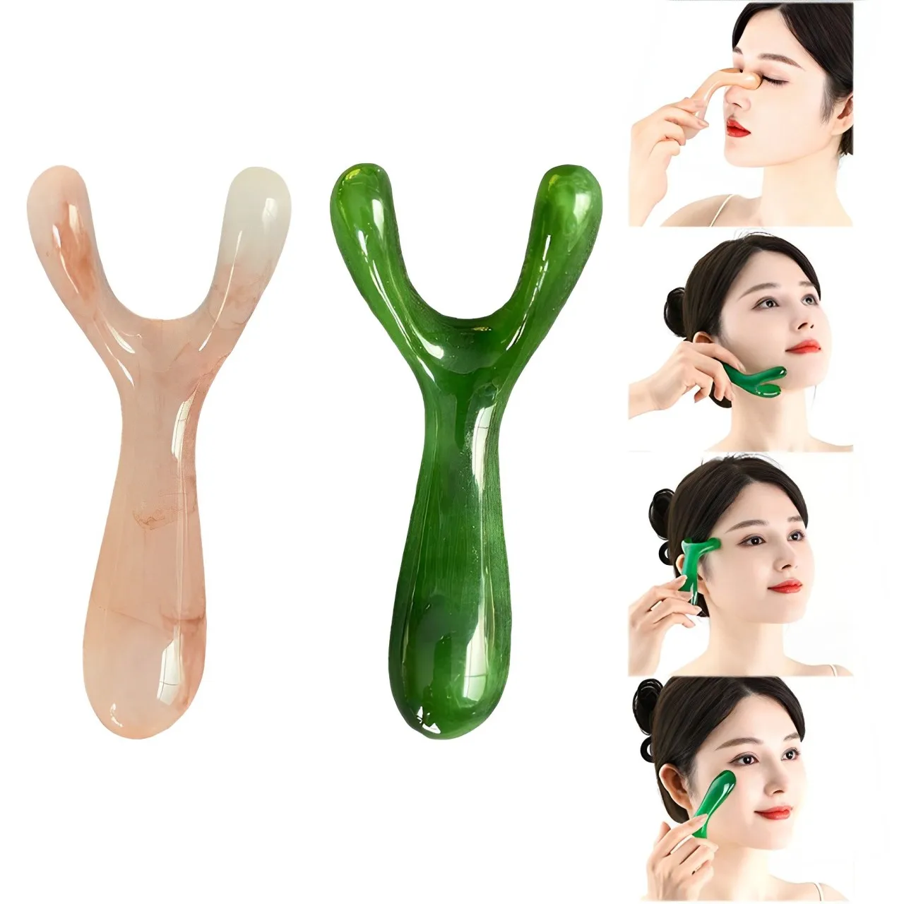 Resin Face Lifting Scraping Massage Nose Lifting Massage Y-shape Fork Guasha Massage Reduce Puffiness Trigger Point Nose Massage