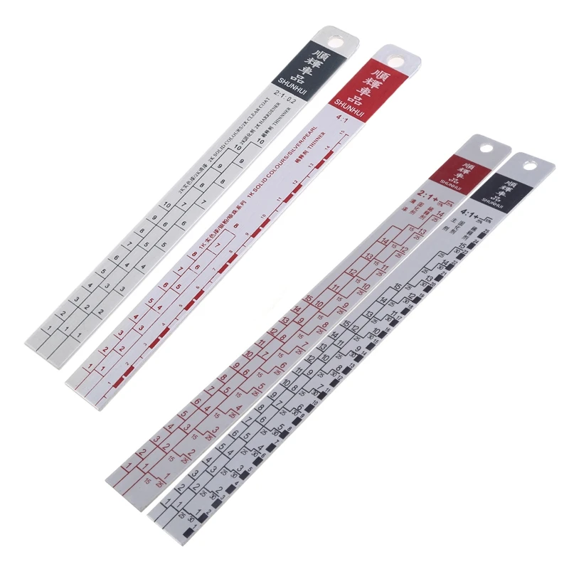 A2UD Standard Car Paint Ruler Suitable for Cars Mixing Tool Ruler Paint Tool Black/R-ed Car Paint Ruler