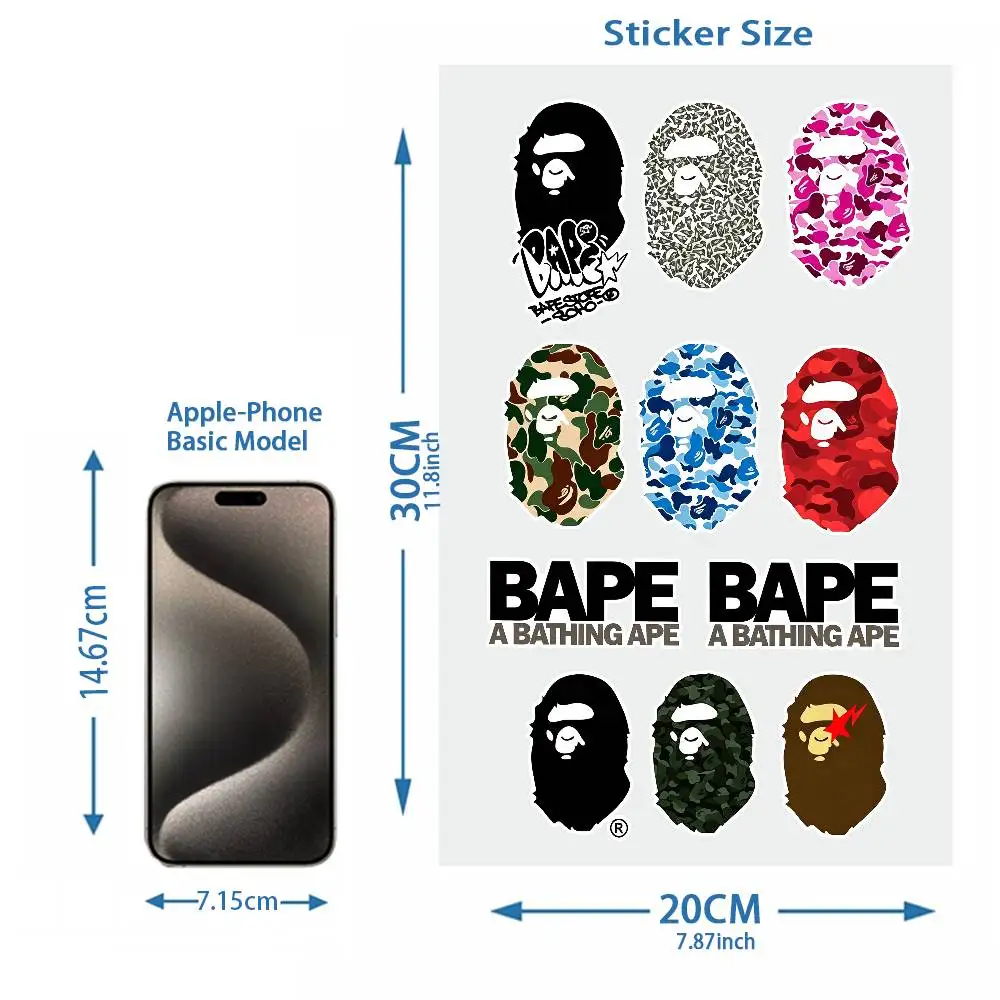 Hip Hop Camouflage Ape Graphic Sticker Camo Street Style Graphics Weatherproof Self Adhesive For Phone Case Gear Case Ornamen