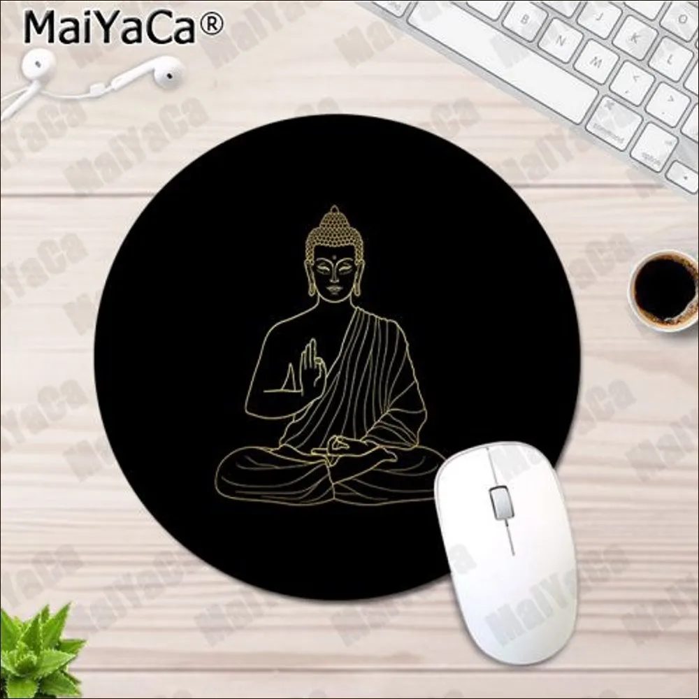 Buddha Mousepad 20x20cm Round Desktop Desk Mat Kawaii Gaming Accessories Students Writing Pad Mouse Pad for PC Desk Pad