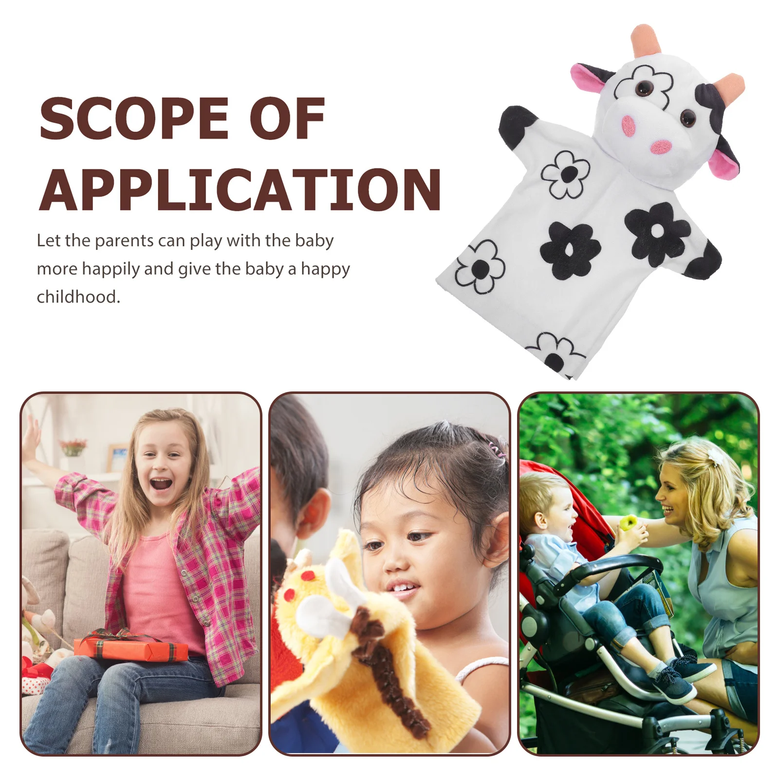 Bauernhoftier-Handpuppe, weich, niedlich, Kuh, für Kinder, interaktives Geschichtenerzählen, Rollenspiel, Vorschule, Klassenzimmer, Bauernhoftier-Spielzeug