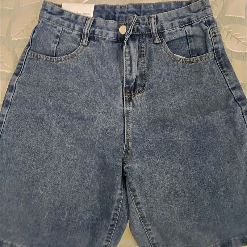 Шорты женские джинсовые с завышенной талией, винтажные мешковатые брюки-карго до колен, с широкими штанинами, в уличном стиле, Y2K, летние