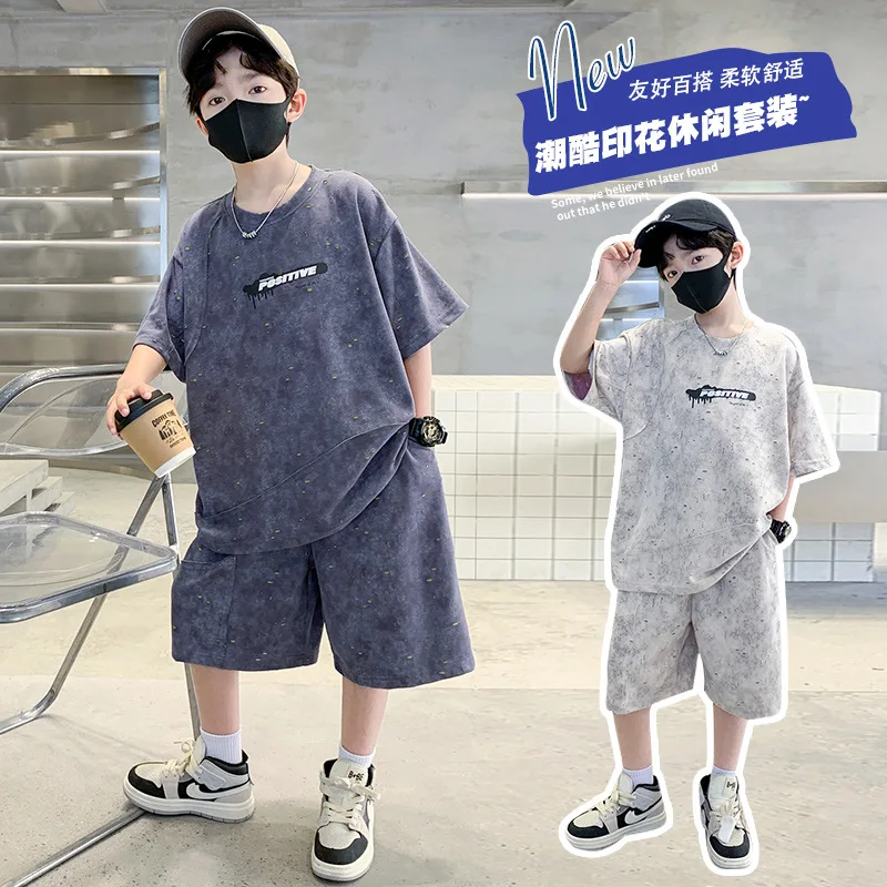 

Newly arrived Boys' Summer Short Sleeve Set 2025 New Summer Medium and Large Children's Thin Sports Set