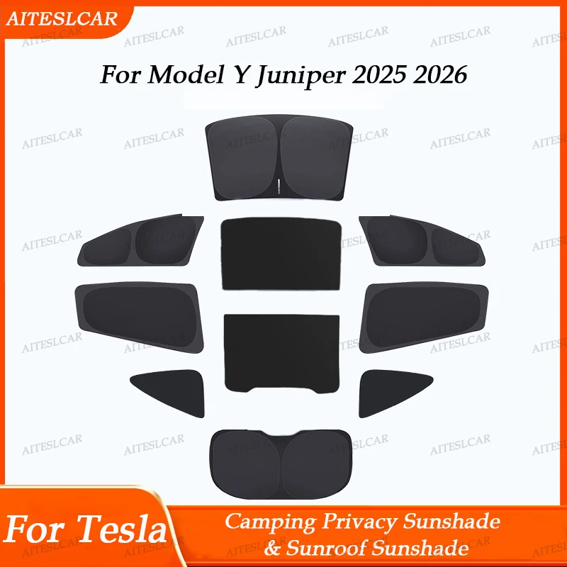 

Car Sun Shade for Tesla Model Y LAUNCH 2024 2025 Windshield Sunshade Cover Protector Front Side Window Privacy Blind Shading