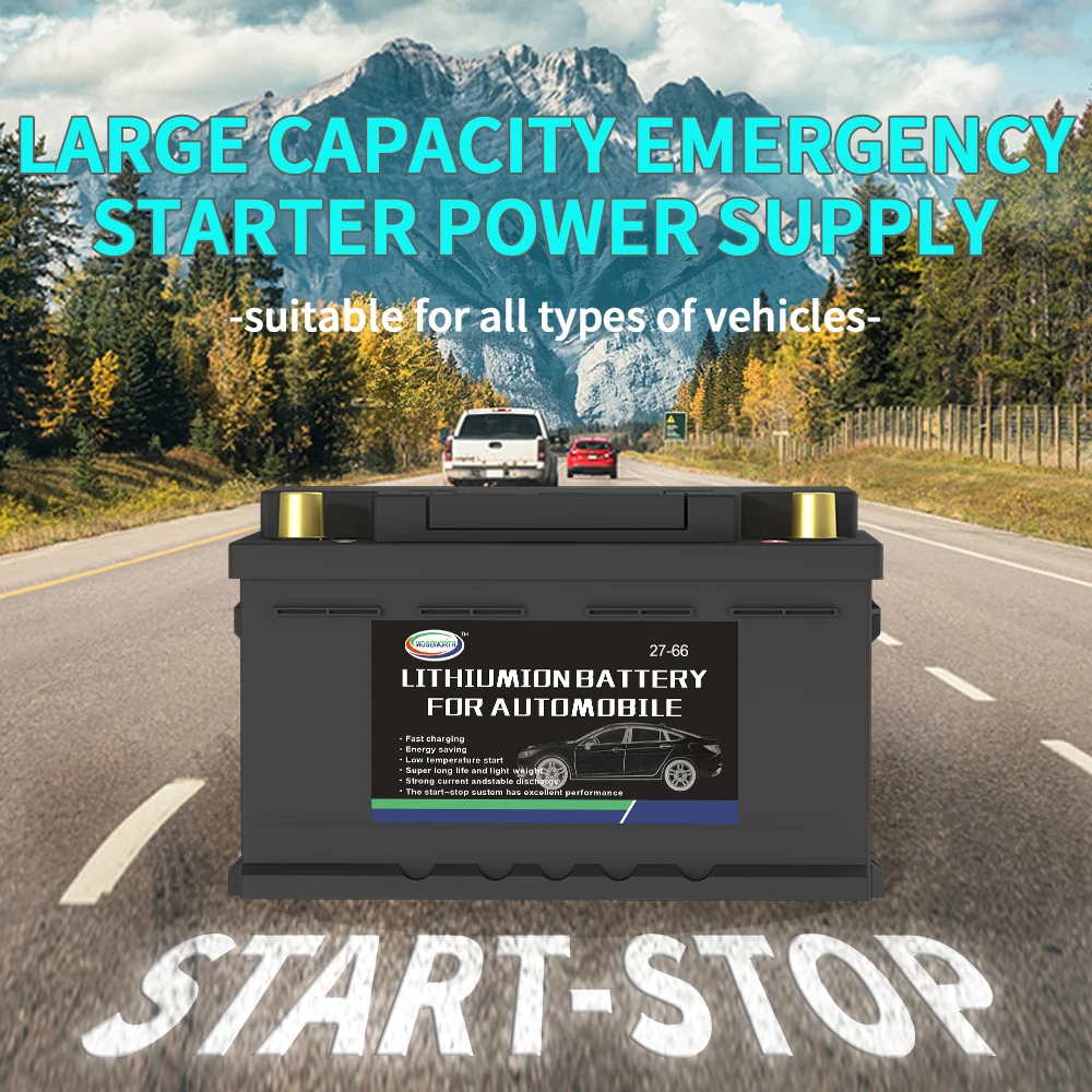 27-66 12V Car Battery LiFePO4 Portable Car Battery Starter Iron Phosphate Lithium Battery Pack Fast Charge for Caravan Camper