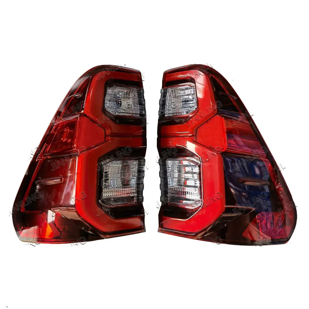 Car Rear Left Right Tail Brake Light Assembly For Toyota Hilux Revo Rocco 2020 2021With Wiring Smoke Black Red Lights Exterior