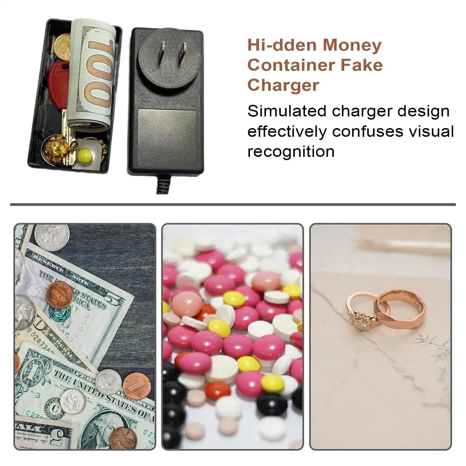 Disguised charger storage box portable safe Secret Hiding Containers Charger Shape Hiding Container for travel home office