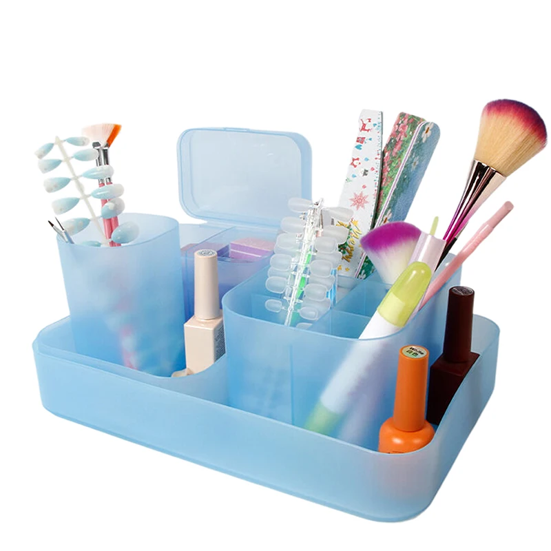 1 Juego de caja de almacenamiento de pestañas, caja de almacenamiento de herramientas para decoración de uñas, organizador de maquillaje, cepillo para esmalte de uñas, soporte para lápiz labial, contenedor de herramientas para el hogar