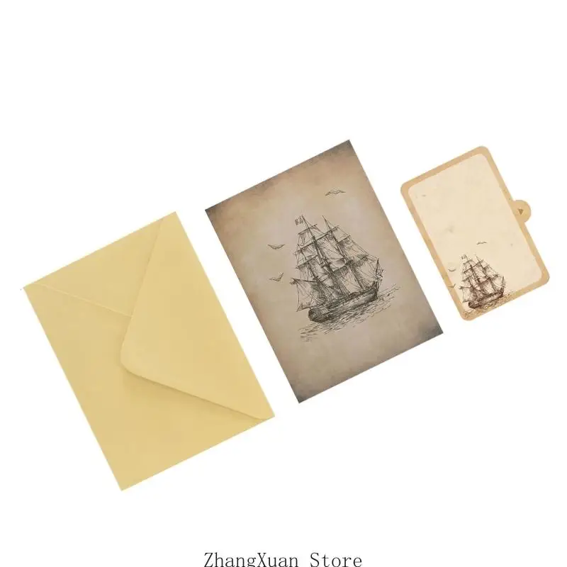Stilvolle Dankeskarte mit Segelbooten für Hochzeiten, Geburtstage, Partys, Grußkarte mit Umschlag für unvergessliche Anlässe, 3 – Detail 9