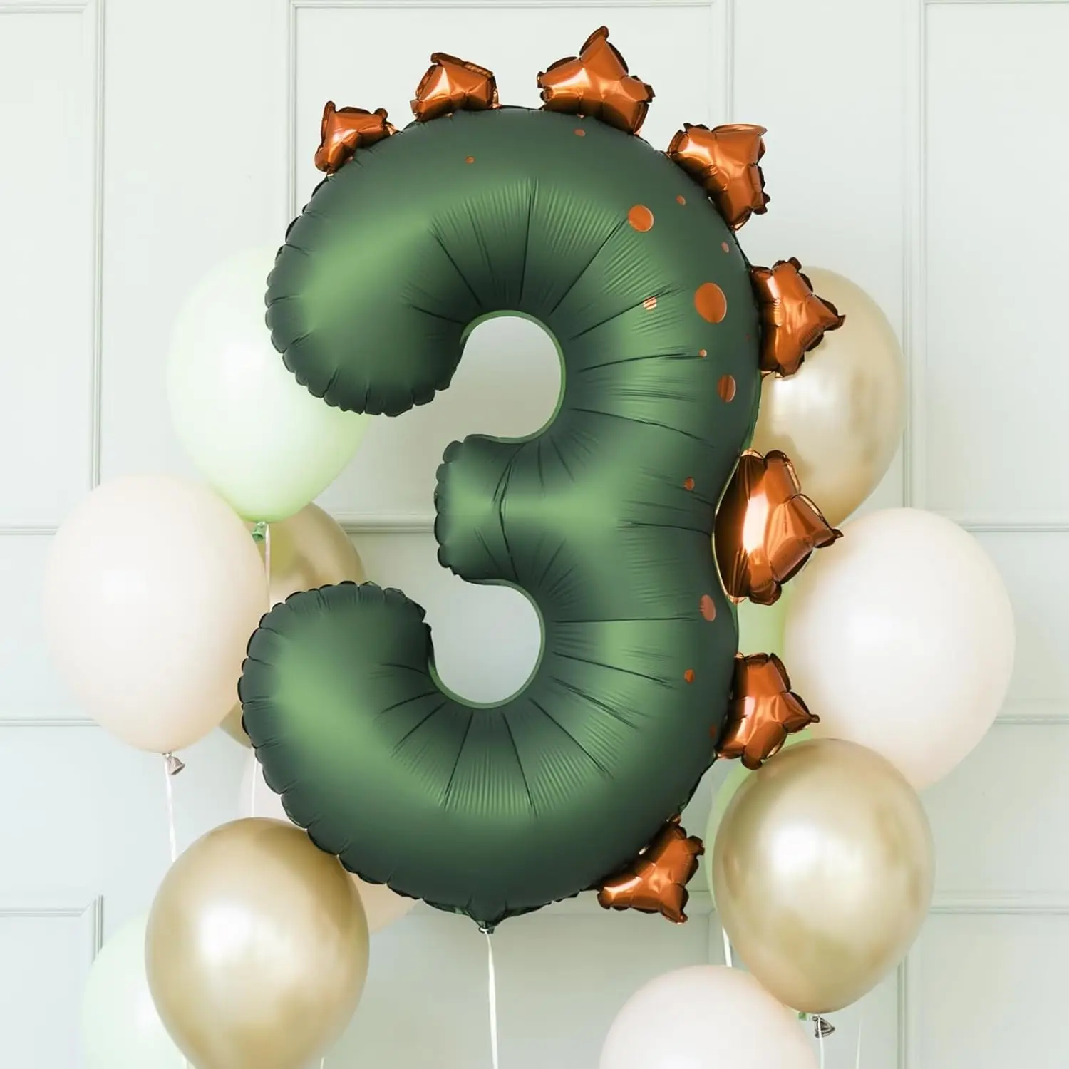 Balony w kształcie cyfr z motywem dinozaurów, 40 cali, idealne na trzecie urodziny z motywem dinozaurów dla dzieci w wieku 1-3 lat, matowe, aluminiowe balony z folii.