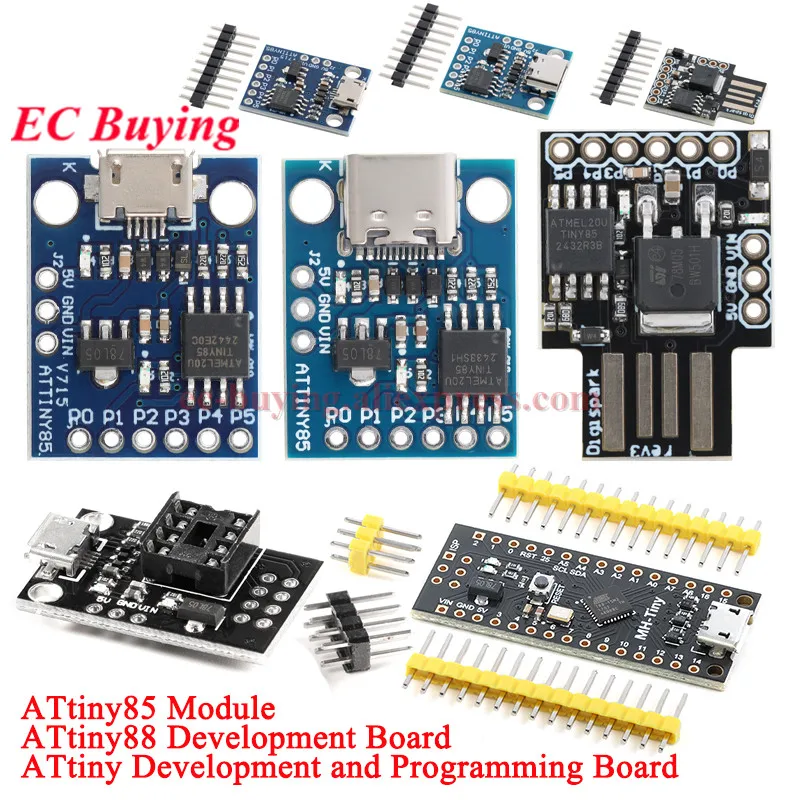10pcs/1pc ATTINY ATTINY88 Development Programmer Board Module ATtiny13A/ATtiny25/ATtiny45/ATtiny85 Programmer Editor Micro Usb